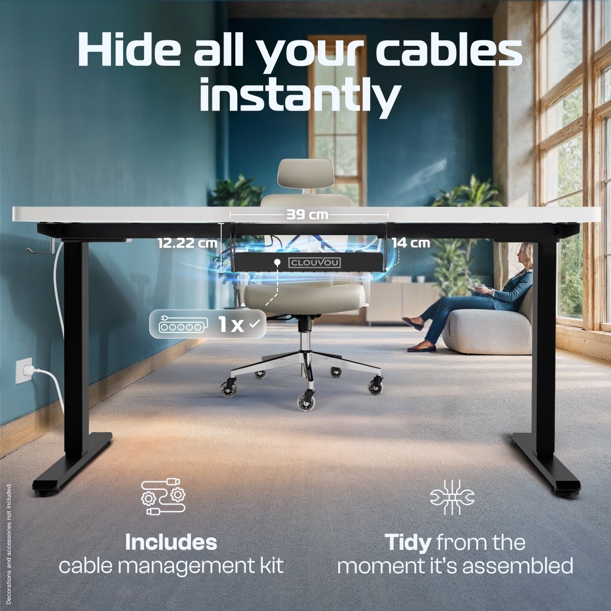CleverDesk – Height - Adjustable Electric Standing Desk - Clouvou 160 x 80cm