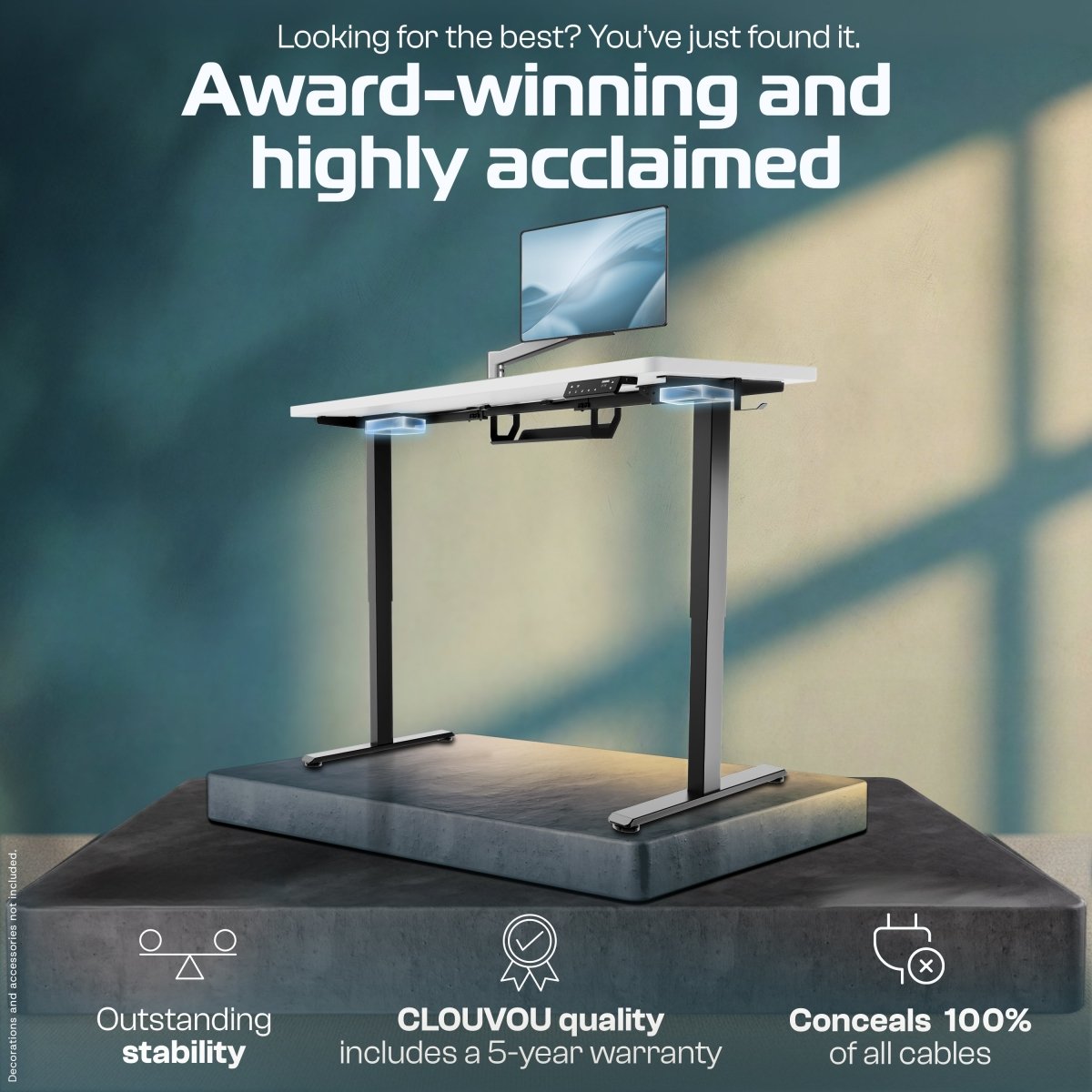 CleverDesk – Height - Adjustable Electric Standing Desk - Clouvou 160 x 80cm
