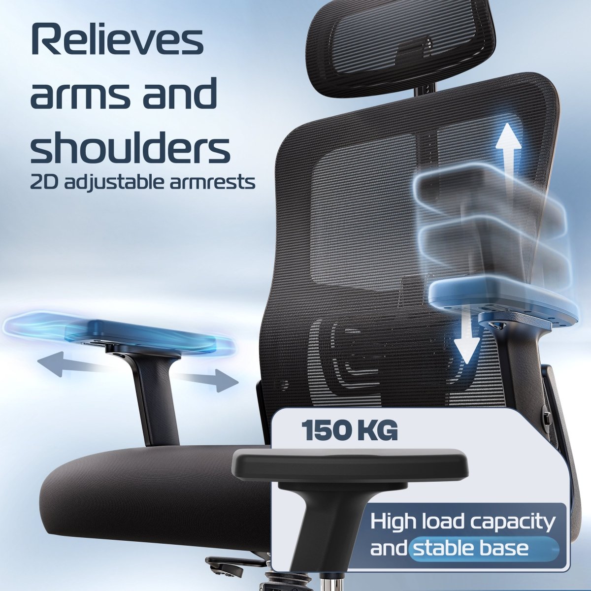 CLOUVOU BrightSeat – Ergonomischer Bürostuhl "Preiswerter Homeoffice - Stuhl" (UK) - Clouvou Schwarz