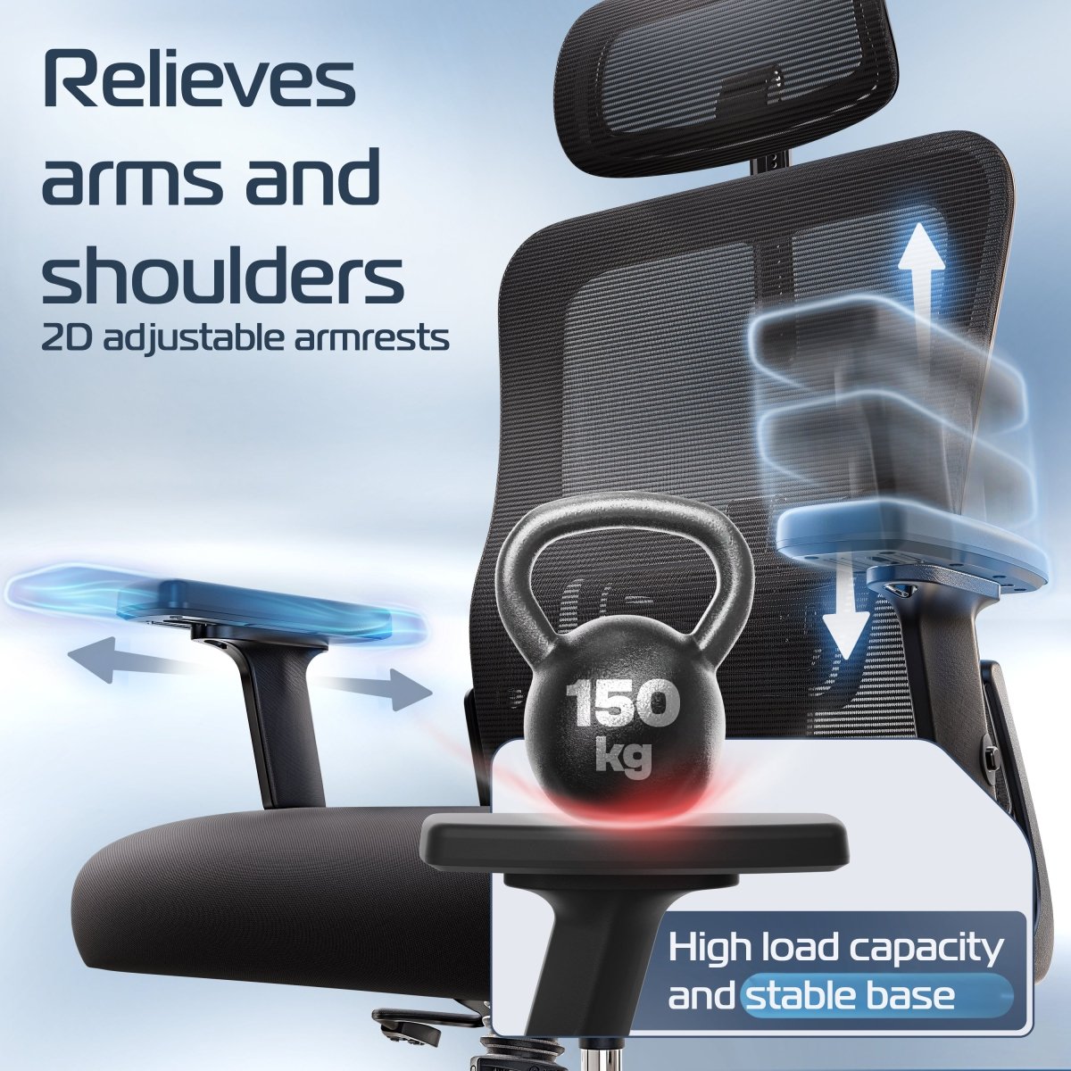 CLOUVOU BrightSeat – Ergonomischer Bürostuhl "Preiswerter Homeoffice - Stuhl" (UK) - Clouvou Schwarz