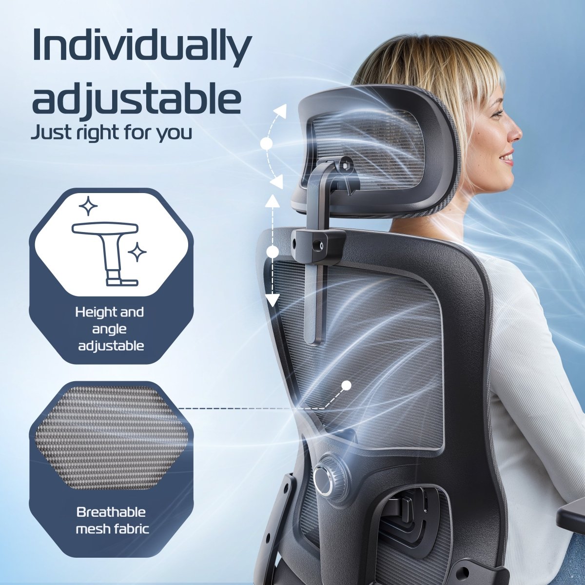 CLOUVOU BrightSeat – Ergonomischer Bürostuhl "Preiswerter Homeoffice - Stuhl" (UK) - Clouvou Schwarz