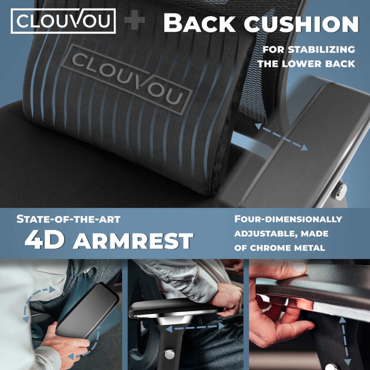 CLOUVOU CleverSeat - Best selling ergonomic office chair - Clouvou Schwarz