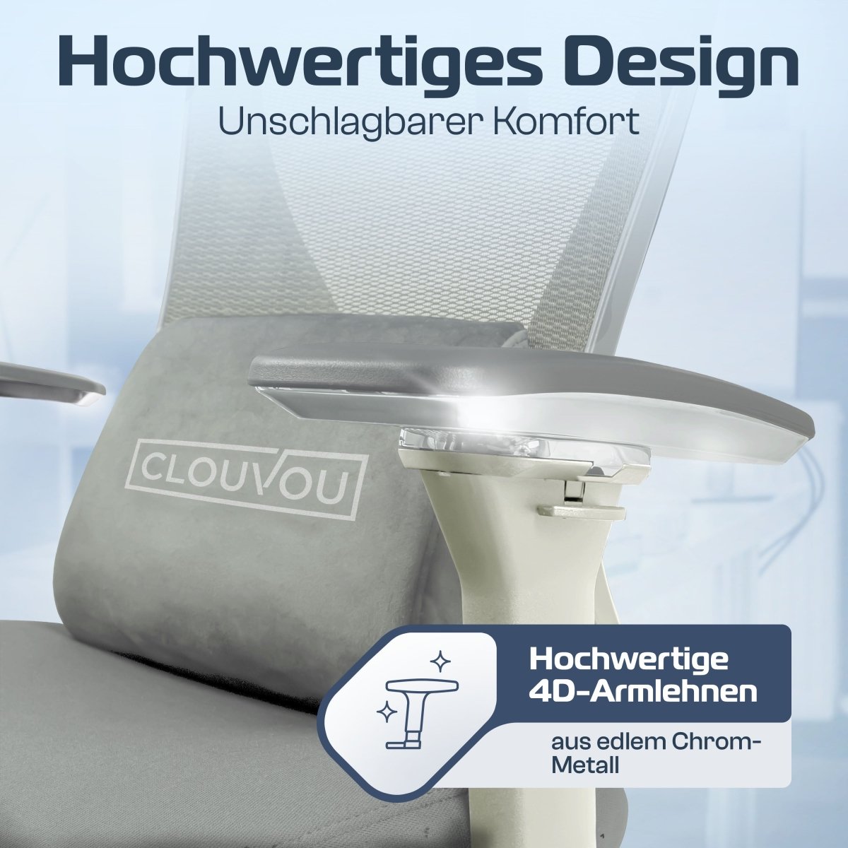 CLOUVOU CleverSeat - Ergonomischer Bürostuhl "Zeitloses Design trifft auf unschlagbare Qualität" - Clouvou