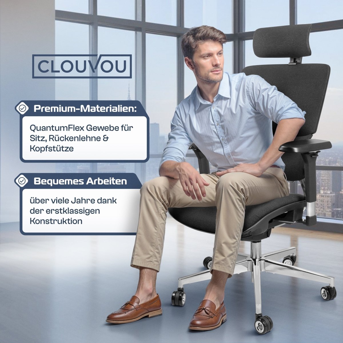 CLOUVOU MasterSeat – Ergonomischer Bürostuhl "Sitzen wie ein König – Komfort neu definiert" - Clouvou