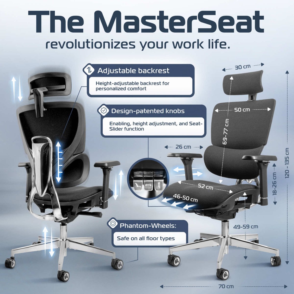 CLOUVOU MasterSeat – High - end ergonomic office chair - Clouvou Schwarz