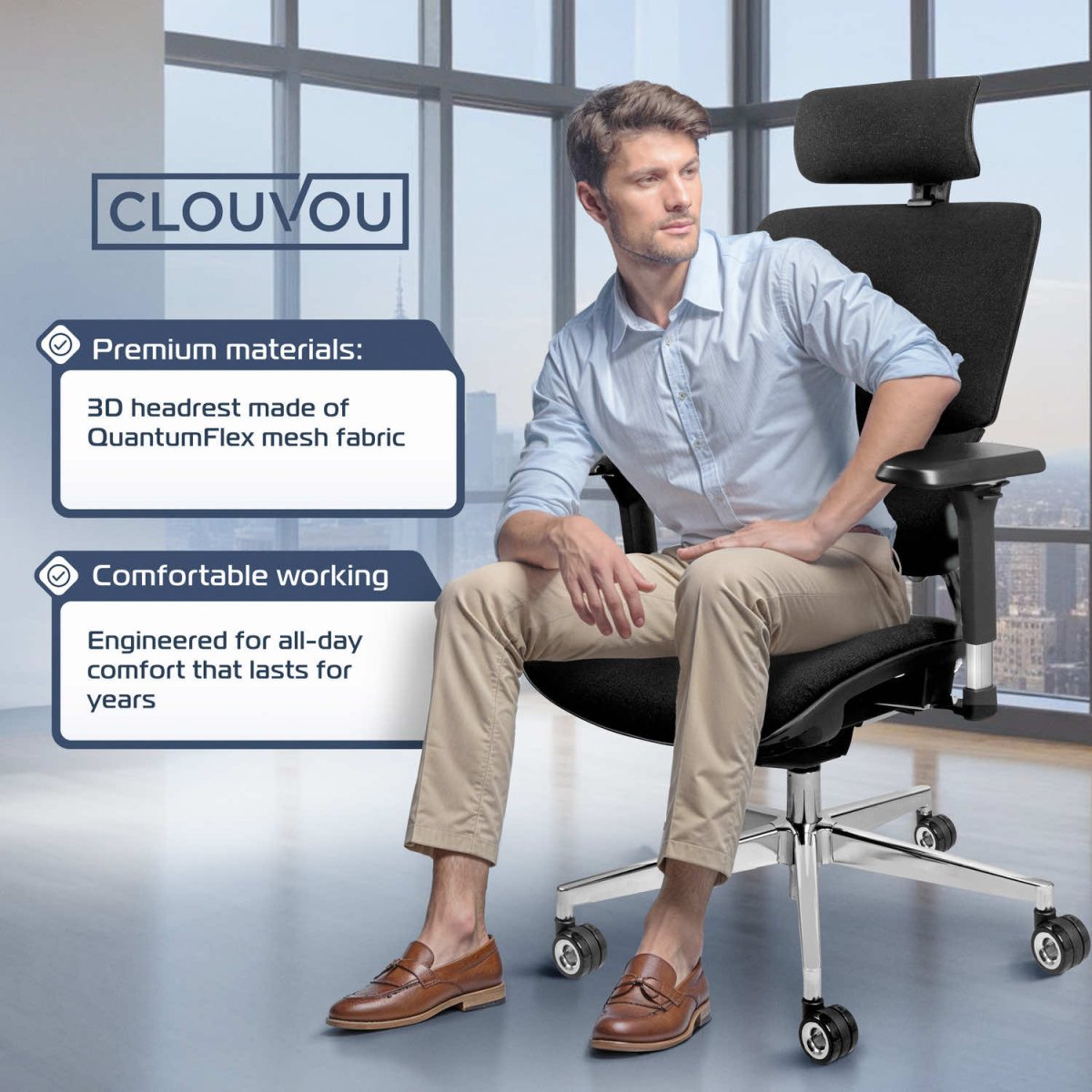 CLOUVOU MasterSeat – High - end ergonomic office chair - Clouvou Schwarz