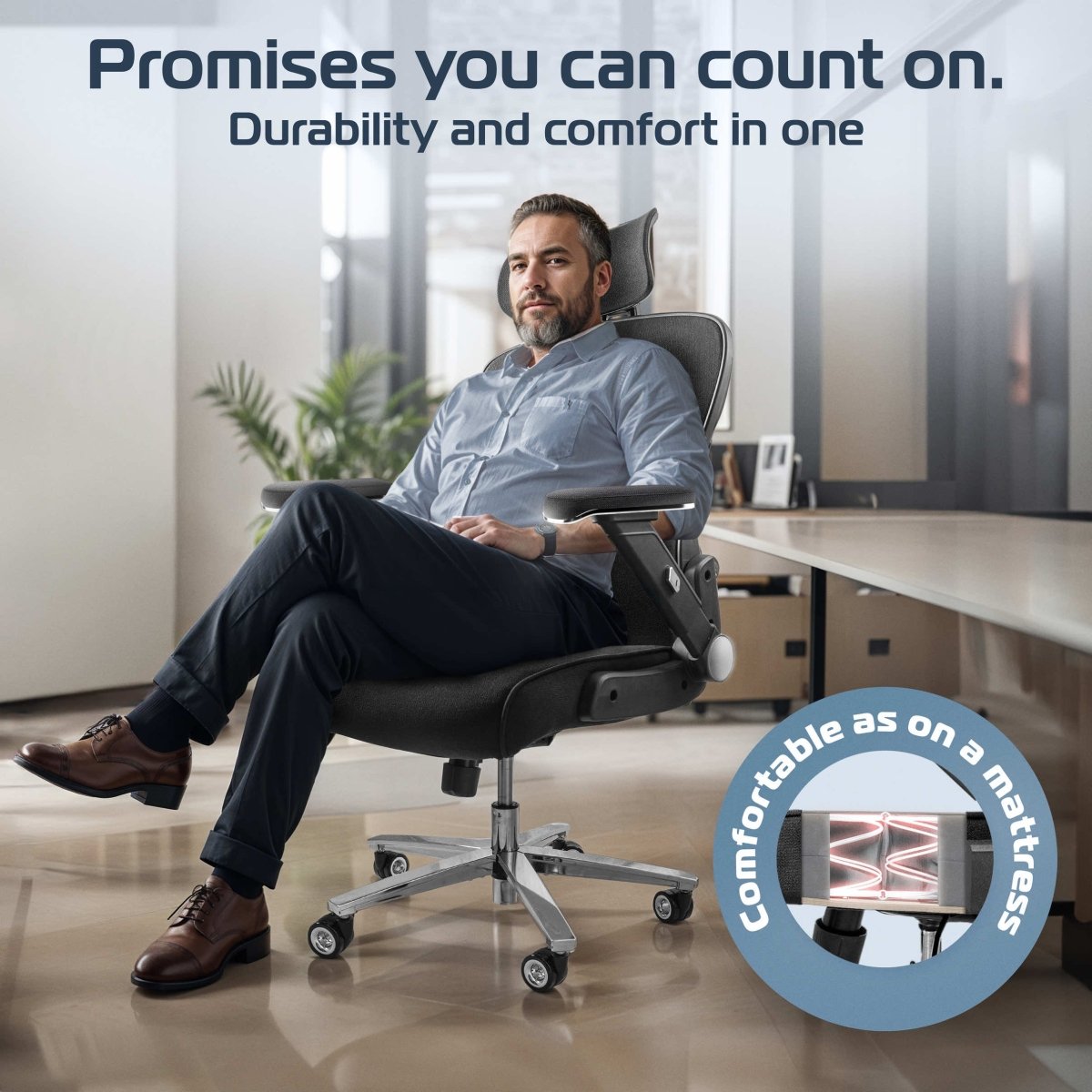 CLOUVOU PowerSeat - Extra big ergonomic office chair - Clouvou Schwarz