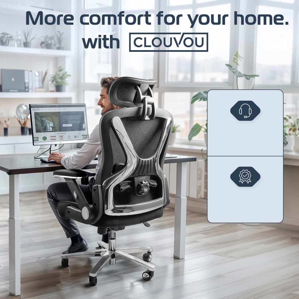 CLOUVOU PowerSeat - Extra big ergonomic office chair - Clouvou Schwarz