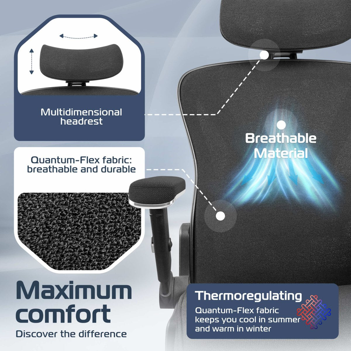 CLOUVOU PowerSeat - Extra big ergonomic office chair - Clouvou Schwarz