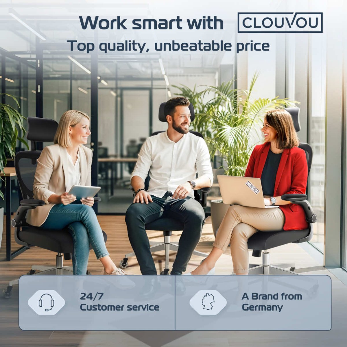 CLOUVOU SmartSeat – Ergonomic office chair - Clouvou Schwarz