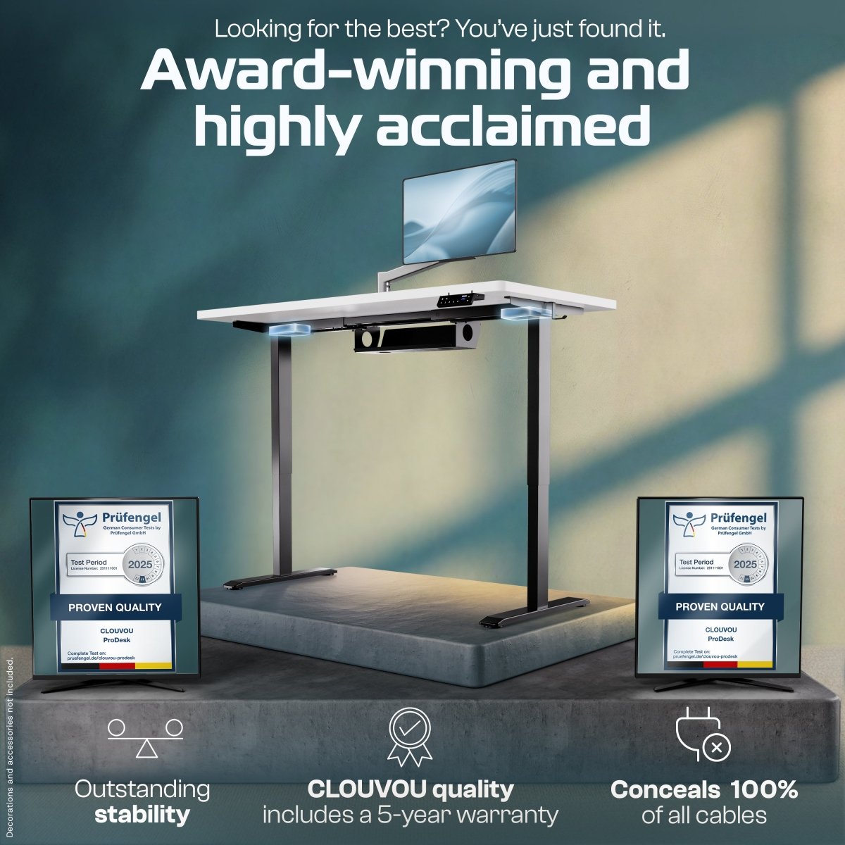 ProDesk – Professional Height - Adjustable Standing Desk - Clouvou 160 x 80cm