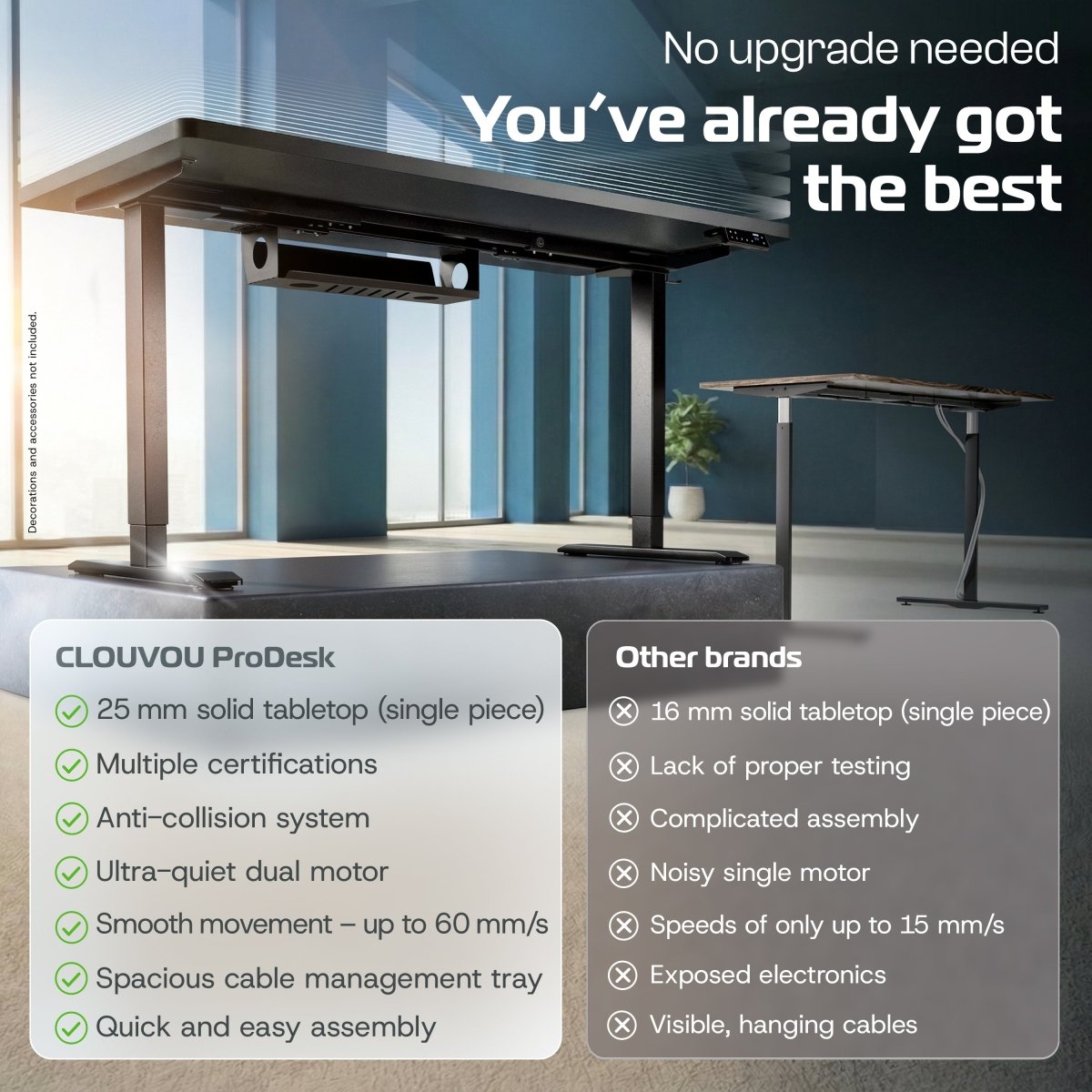 ProDesk – Professional Height - Adjustable Standing Desk - Clouvou 160 x 80cm