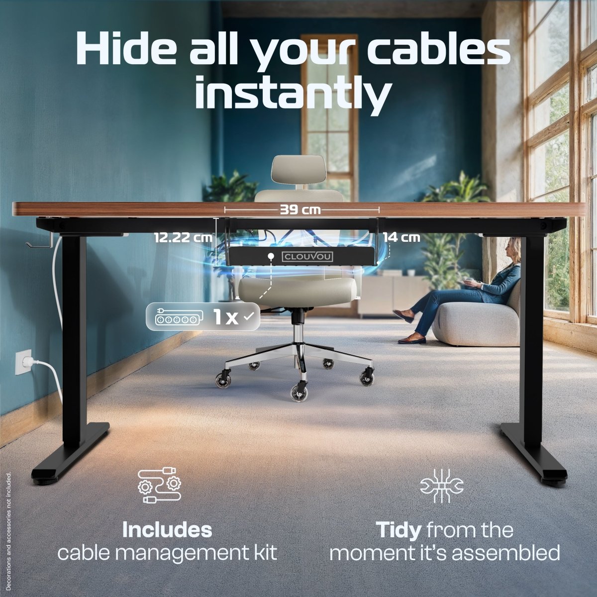 CleverDesk – Height - Adjustable Electric Standing Desk - Clouvou 160 x 80cm