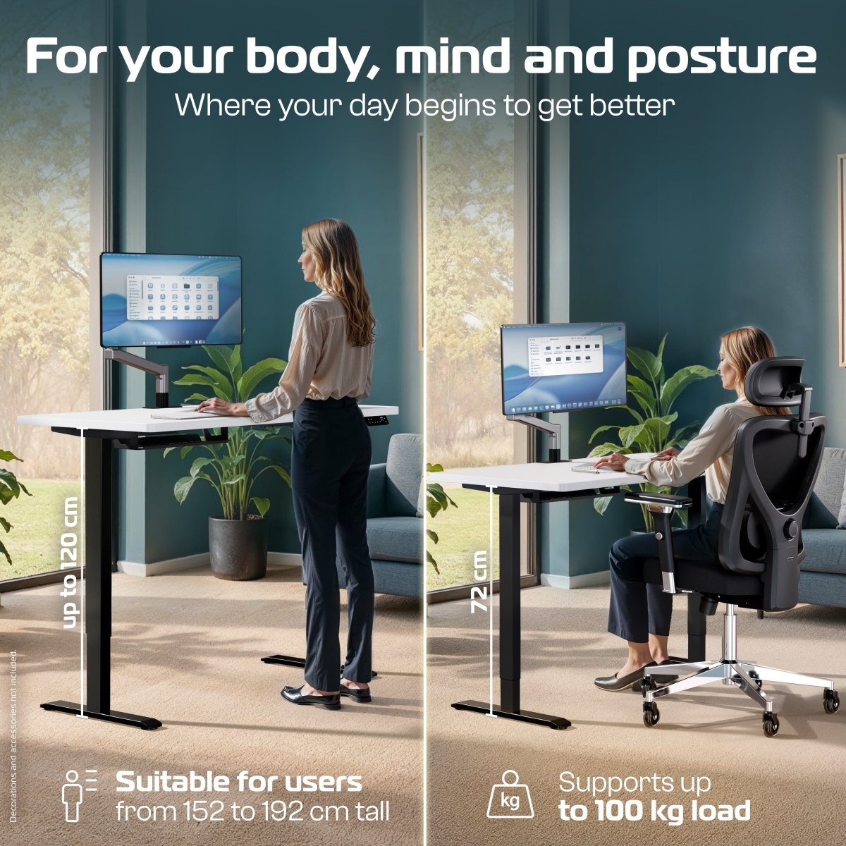 CleverDesk – Height - Adjustable Electric Standing Desk - Clouvou 160 x 80cm