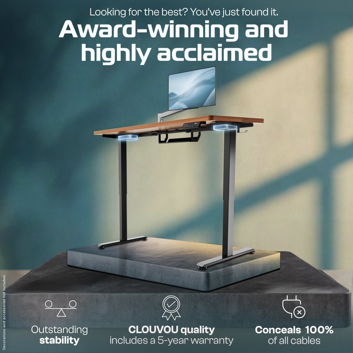 CleverDesk – Height - Adjustable Electric Standing Desk - Clouvou 160 x 80cm