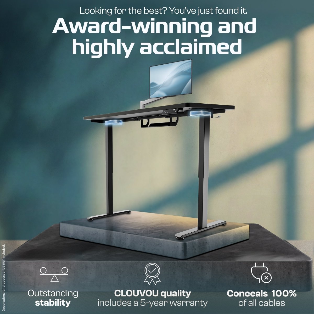 CleverDesk – Height - Adjustable Electric Standing Desk - Clouvou 160 x 80cm