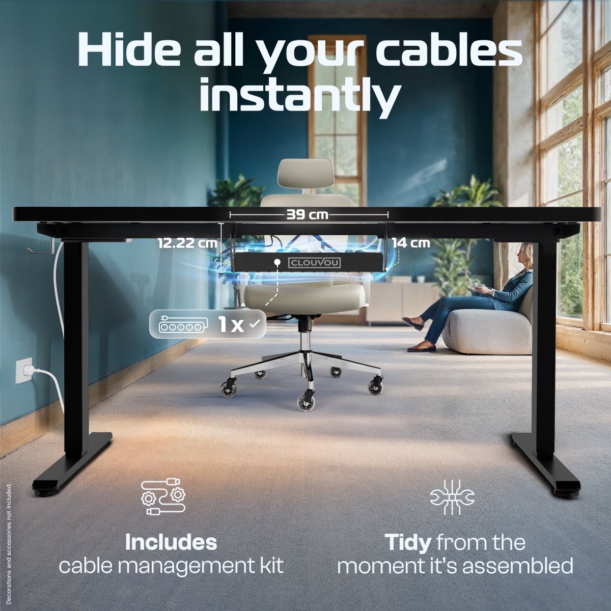 CleverDesk – Height - Adjustable Electric Standing Desk - Clouvou 160 x 80cm
