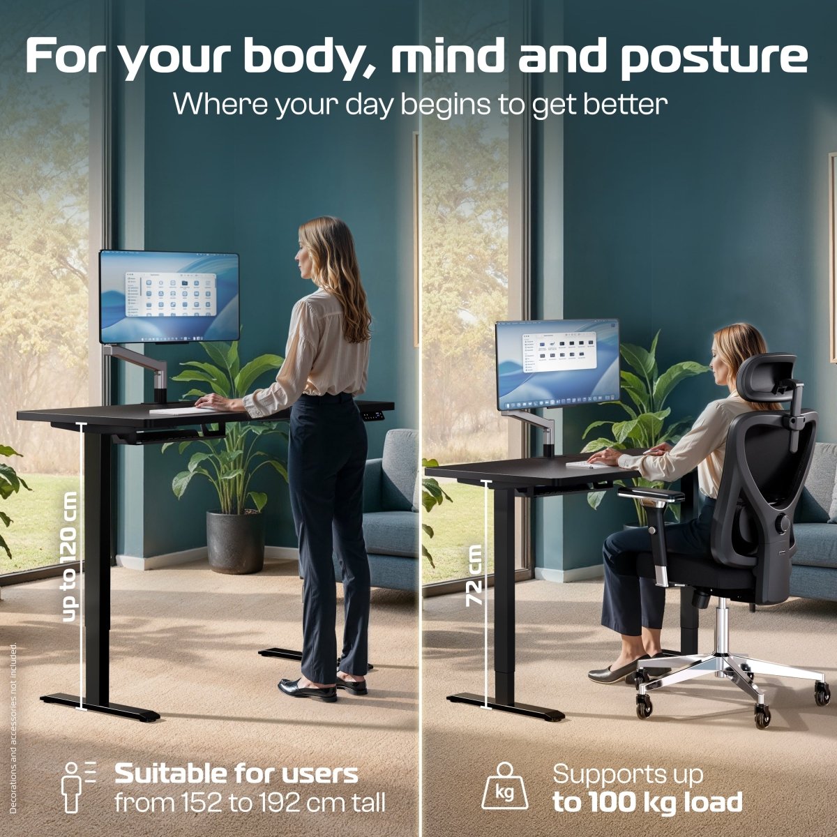 CleverDesk – Height - Adjustable Electric Standing Desk - Clouvou 160 x 80cm