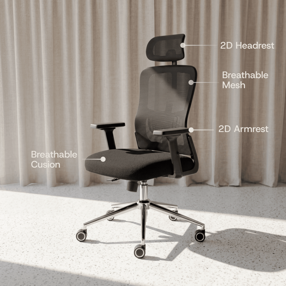 CLOUVOU BrightSeat – Best value ergonomic office chair - Clouvou Schwarz