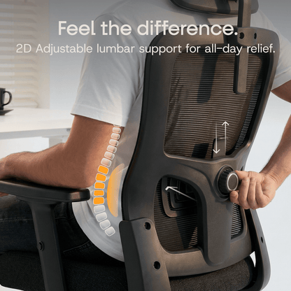 CLOUVOU BrightSeat – Best value ergonomic office chair - Clouvou Schwarz