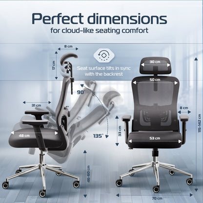 CLOUVOU BrightSeat – Ergonomischer Bürostuhl "Preiswerter Homeoffice - Stuhl" (UK) - Clouvou Schwarz