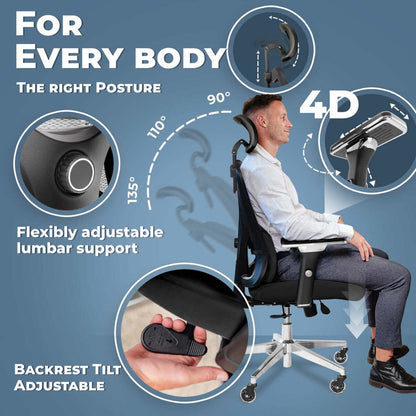 CLOUVOU CleverSeat - Best selling ergonomic office chair - Clouvou Schwarz