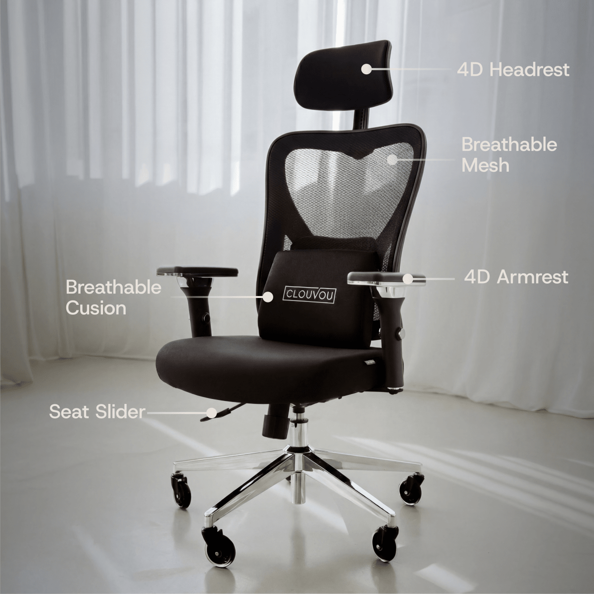CLOUVOU CleverSeat - Best selling ergonomic office chair - Clouvou Schwarz
