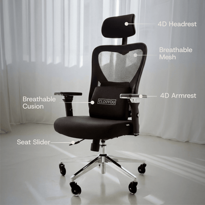 CLOUVOU CleverSeat - Best selling ergonomic office chair - Clouvou Schwarz