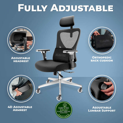 CLOUVOU CleverSeat - Best selling ergonomic office chair - Clouvou Schwarz