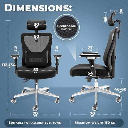CLOUVOU CleverSeat - Best selling ergonomic office chair - Clouvou Schwarz