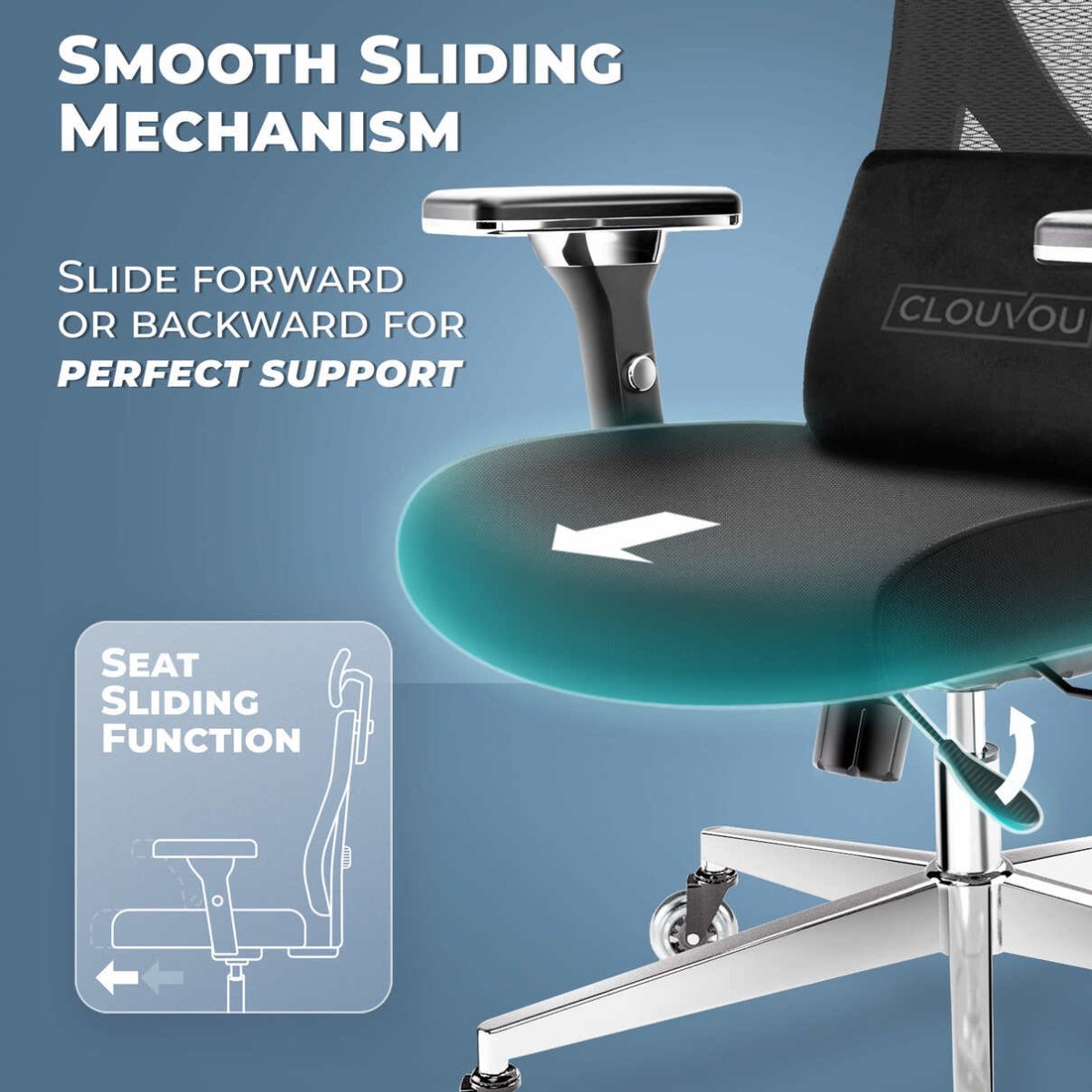 CLOUVOU CleverSeat - Best selling ergonomic office chair - Clouvou Schwarz