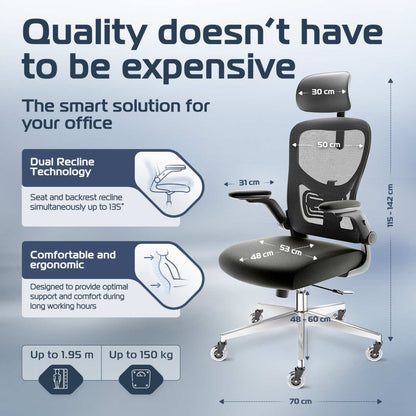 CLOUVOU SmartSeat – Ergonomic office chair - Clouvou Schwarz