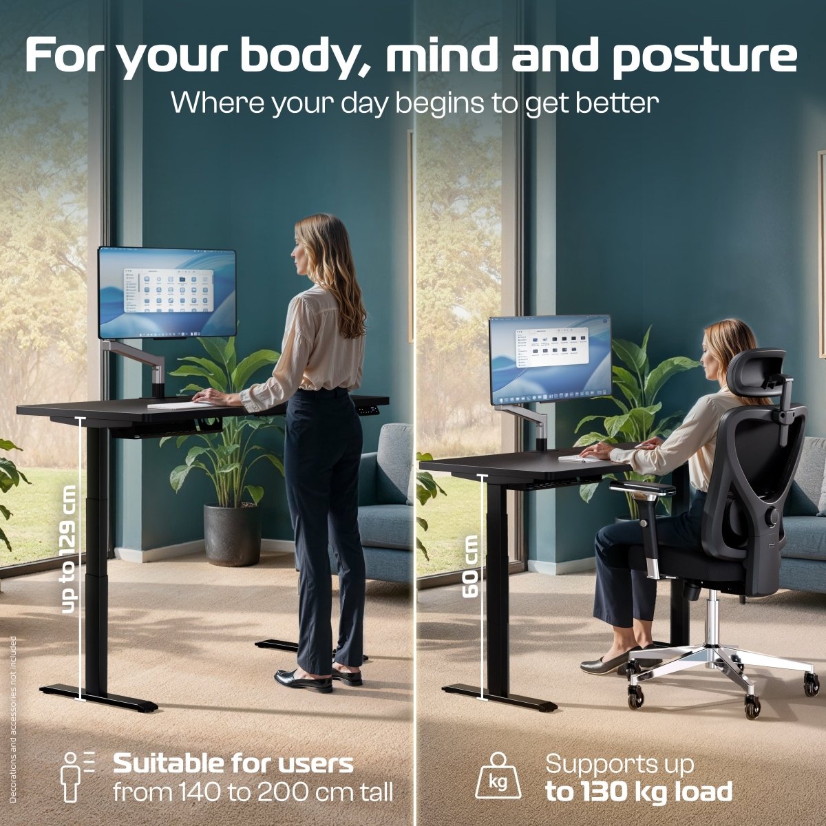 MasterDesk – Premium Height - Adjustable Standing Desk - Clouvou 160 x 80cm
