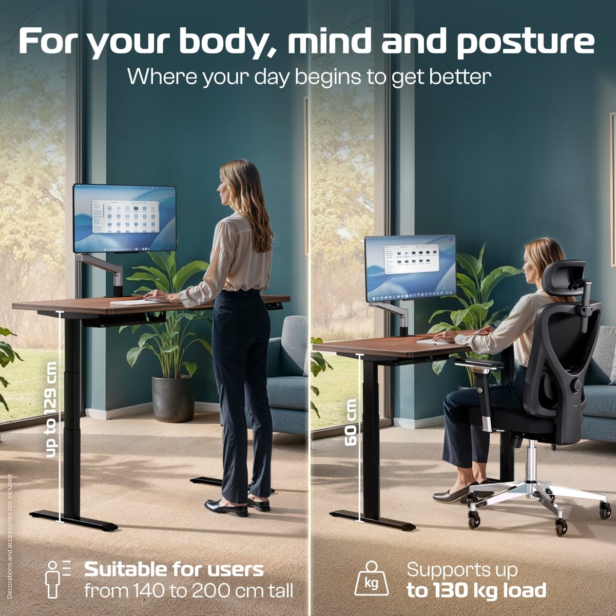 MasterDesk – Premium Height - Adjustable Standing Desk - Clouvou 160 x 80cm