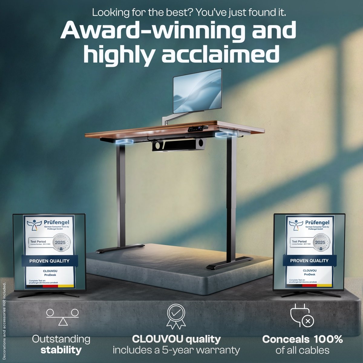 ProDesk – Professional Height - Adjustable Standing Desk - Clouvou 160 x 80cm